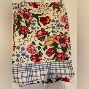 Veratex Vintage Twin Flat Sheet Floral a blue plaid Country Chic 80s 90s